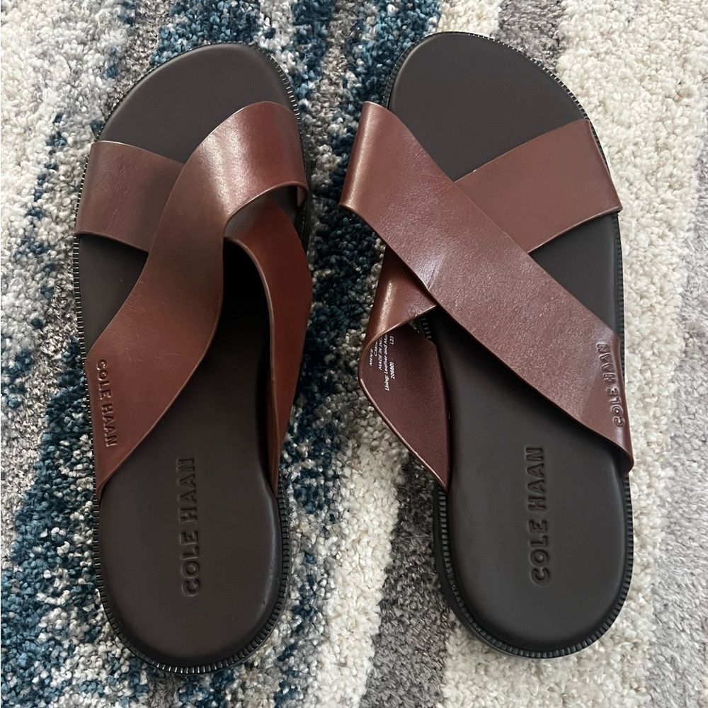 Cole Haan Men's Dark Brown Leather Slide Sandals